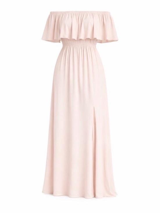 Show Me Your MuMu Dresses & Skirts - Show Me Your Mumu Hacienda Maxi Dress Beige Off Shoulder Bridesmaid Size Small